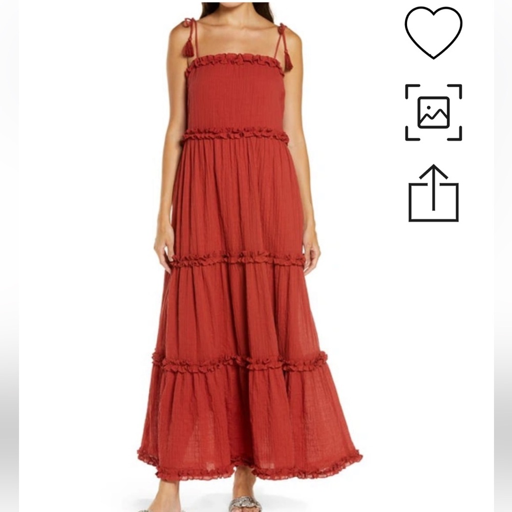 Tory Burch ruffle tie maxi dress size s/p